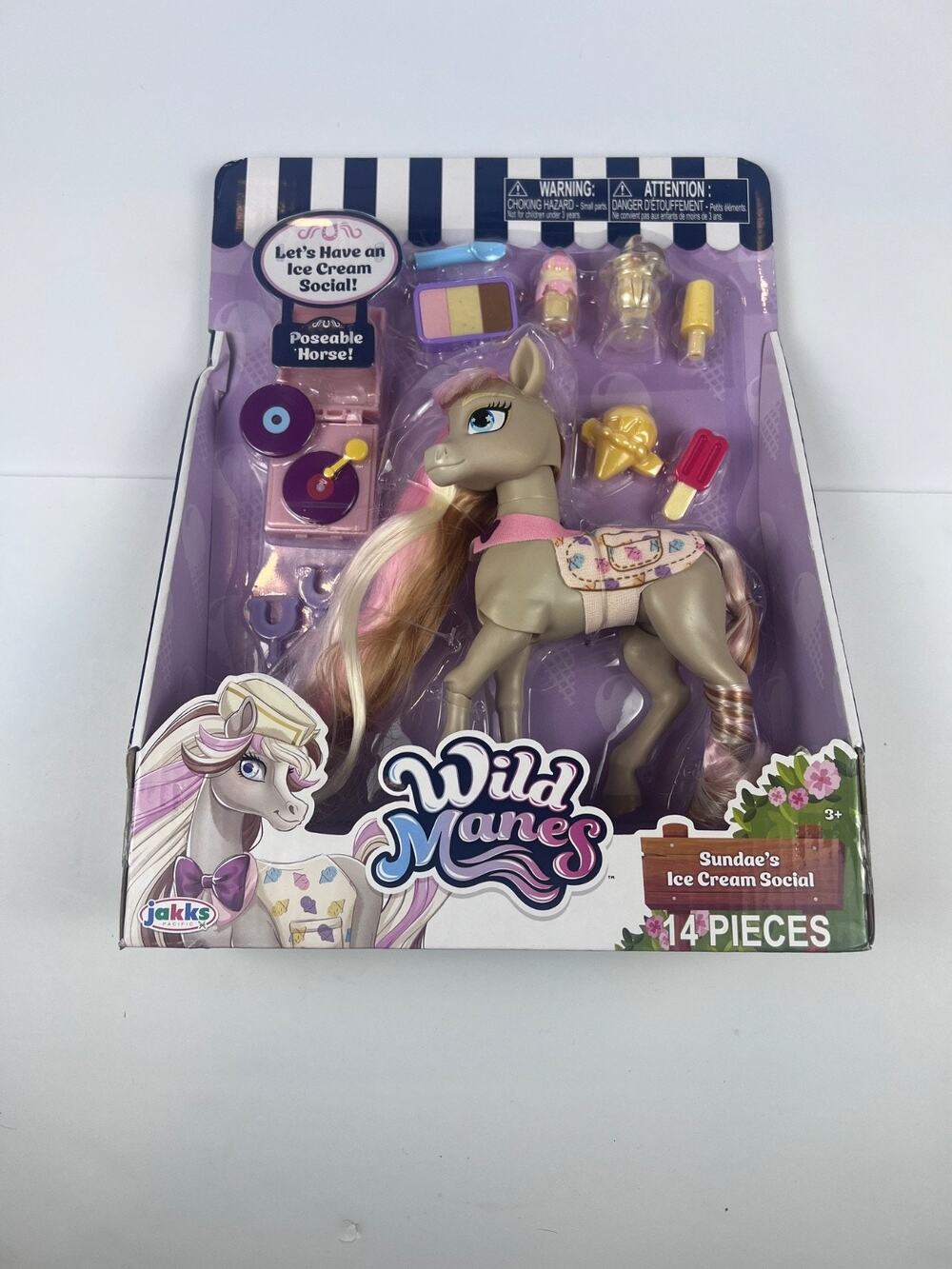 Wild Manes Sundae's Ice Cream Social Poseable Horse Pony Toy 14 Pieces - NIB